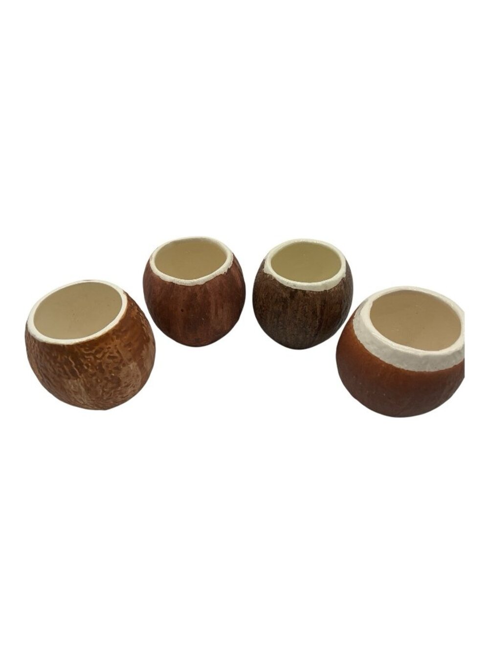 TRADER VIC USA Vintage Coconut Shaped Ceramic TIKI Mug, Set of 4 Vintage Barware